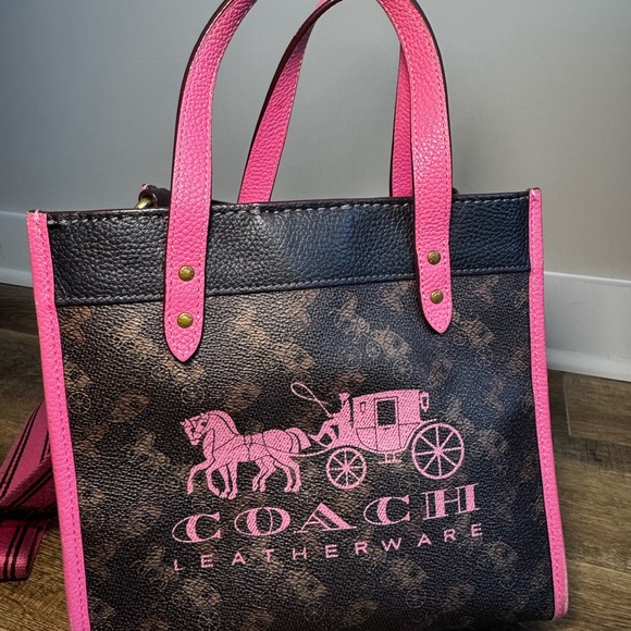 Coach Black and Pink Leather Tote